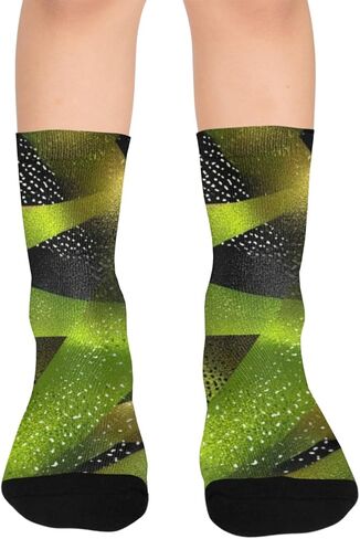 جوارب المشي لمسافات طويلة باللون الأخضر بطباعة نيون جيو - جوارب شتوية حرارية سميكة دافئة للأطفال الصغار للأولاد والبنات للمدرسة، والارتداء اليومي والأنشطة الخارجية in Kuwait