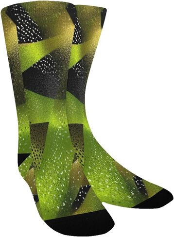 جوارب المشي لمسافات طويلة باللون الأخضر بطباعة نيون جيو - جوارب شتوية حرارية سميكة دافئة للأطفال الصغار للأولاد والبنات للمدرسة، والارتداء اليومي والأنشطة الخارجية in Kuwait