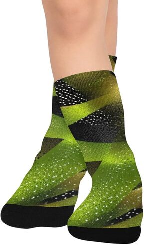 جوارب المشي لمسافات طويلة باللون الأخضر بطباعة نيون جيو - جوارب شتوية حرارية سميكة دافئة للأطفال الصغار للأولاد والبنات للمدرسة، والارتداء اليومي والأنشطة الخارجية in Kuwait