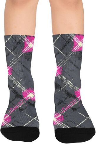 جوارب Grunge Check Vibe Pink للمشي لمسافات طويلة - جوارب شتوية حرارية سميكة دافئة للأولاد والبنات الصغار للمدرسة، والارتداء اليومي والأنشطة الخارجية in Kuwait