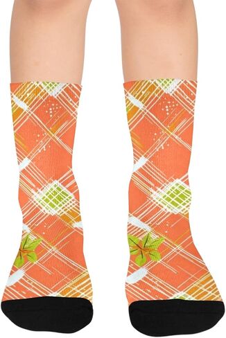 جوارب المشي لمسافات طويلة باللون الأخضر من Bright Bloom Motif - جوارب شتوية حرارية سميكة دافئة للأولاد والبنات للمدرسة، والارتداء اليومي والأنشطة الخارجية in Kuwait