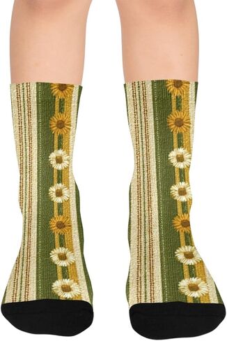 جوارب مشي ربيعية مطبوعة مخططة من Sunny - جوارب شتوية حرارية سميكة دافئة للأولاد والبنات الصغار للمدرسة، والارتداء اليومي والأنشطة الخارجية in Kuwait