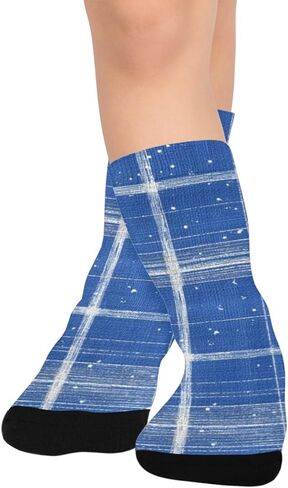 جوارب Blue Sparkle Check Vibe للمشي لمسافات طويلة - جوارب شتوية حرارية سميكة دافئة للأولاد والبنات للمدرسة، والارتداء اليومي والأنشطة الخارجية in Kuwait