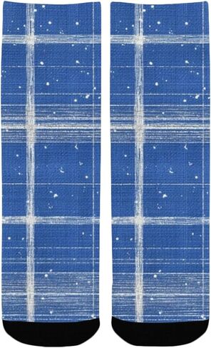 جوارب Blue Sparkle Check Vibe للمشي لمسافات طويلة - جوارب شتوية حرارية سميكة دافئة للأولاد والبنات للمدرسة، والارتداء اليومي والأنشطة الخارجية in Kuwait