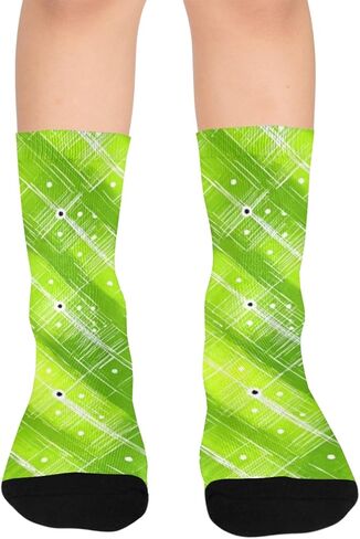 جوارب المشي لمسافات طويلة باللون الأخضر بطبعة جوهرة نيون - جوارب شتوية حرارية سميكة دافئة للأطفال الصغار للأولاد والبنات للمدرسة، والارتداء اليومي والأنشطة الخارجية in Kuwait