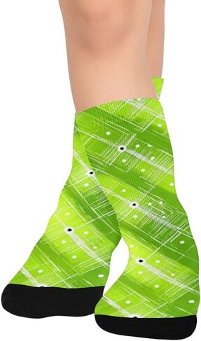 جوارب المشي لمسافات طويلة باللون الأخضر بطبعة جوهرة نيون - جوارب شتوية حرارية سميكة دافئة للأطفال الصغار للأولاد والبنات للمدرسة، والارتداء اليومي والأنشطة الخارجية in Kuwait