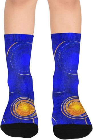 جوارب للمشي لمسافات طويلة بطبعة دوائر كونية - جوارب شتوية حرارية سميكة دافئة للأولاد والبنات الصغار للمدرسة، والارتداء اليومي والأنشطة الخارجية in Kuwait