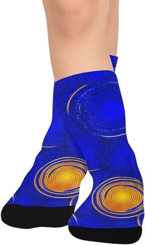 جوارب للمشي لمسافات طويلة بطبعة دوائر كونية - جوارب شتوية حرارية سميكة دافئة للأولاد والبنات الصغار للمدرسة، والارتداء اليومي والأنشطة الخارجية in Kuwait