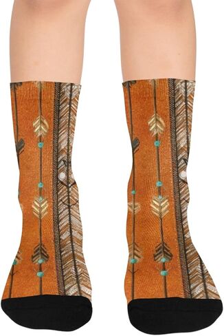 جوارب المشي لمسافات طويلة بطبعة أسهم قبلية فنية - جوارب شتوية حرارية سميكة دافئة للأولاد والبنات الصغار للمدرسة، والارتداء اليومي والأنشطة الخارجية in Kuwait