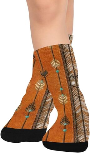 جوارب المشي لمسافات طويلة بطبعة أسهم قبلية فنية - جوارب شتوية حرارية سميكة دافئة للأولاد والبنات الصغار للمدرسة، والارتداء اليومي والأنشطة الخارجية in Kuwait