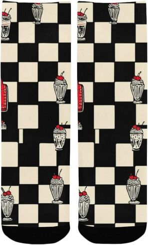 جوارب Vintage Diner Vibe Dark للتنزه سيرًا على الأقدام - جوارب شتوية حرارية سميكة دافئة للأولاد والبنات الصغار للمدرسة، والارتداء اليومي والأنشطة الخارجية in Kuwait