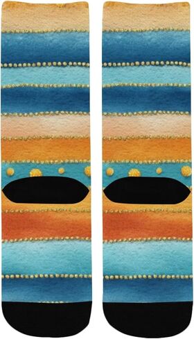 جوارب المشي لمسافات طويلة بطباعة فنية مخططة لغروب الشمس - جوارب شتوية حرارية سميكة دافئة للأولاد والبنات للمدرسة، والارتداء اليومي والأنشطة الخارجية in Kuwait