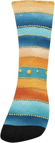 جوارب المشي لمسافات طويلة بطباعة فنية مخططة لغروب الشمس - جوارب شتوية حرارية سميكة دافئة للأولاد والبنات للمدرسة، والارتداء اليومي والأنشطة الخارجية in Kuwait