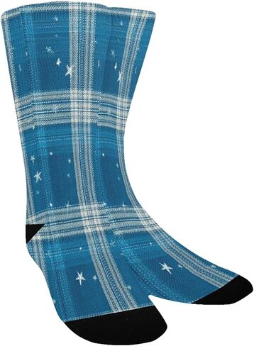 جوارب Blue Glam Plaid Art للمشي لمسافات طويلة - جوارب شتوية حرارية سميكة دافئة للأولاد والبنات للمدرسة، والارتداء اليومي والأنشطة الخارجية in Kuwait