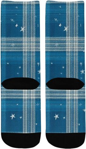 جوارب Blue Glam Plaid Art للمشي لمسافات طويلة - جوارب شتوية حرارية سميكة دافئة للأولاد والبنات للمدرسة، والارتداء اليومي والأنشطة الخارجية in Kuwait