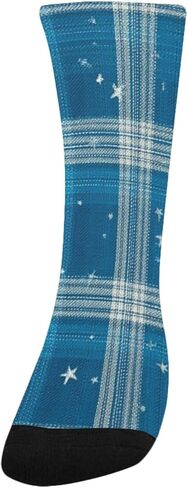 جوارب Blue Glam Plaid Art للمشي لمسافات طويلة - جوارب شتوية حرارية سميكة دافئة للأولاد والبنات للمدرسة، والارتداء اليومي والأنشطة الخارجية in Kuwait