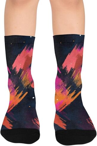 جوارب جريئة للمشي لمسافات طويلة على شكل فن تجريدي - جوارب شتوية حرارية سميكة دافئة للأطفال الصغار للأولاد والبنات للمدرسة، والارتداء اليومي والأنشطة الخارجية in Kuwait