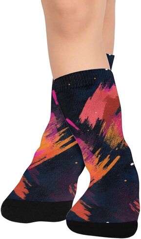 جوارب جريئة للمشي لمسافات طويلة على شكل فن تجريدي - جوارب شتوية حرارية سميكة دافئة للأطفال الصغار للأولاد والبنات للمدرسة، والارتداء اليومي والأنشطة الخارجية in Kuwait