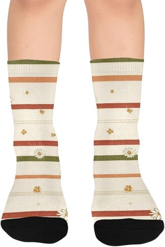 جوارب Harvest Stripe للمشي لمسافات طويلة - جوارب شتوية حرارية سميكة دافئة للأطفال الصغار للأولاد والبنات للمدرسة، والارتداء اليومي والأنشطة الخارجية in Kuwait