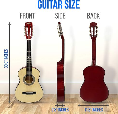 Pyle 30-Inch Beginner Acoustic Guitar Kit, 6-String Classical Style Travel Guitar for Kids and Adults - Includes String Set, Strap, Picks, Pitch Pipe, Storage Gig Bag - Hand Crafted Basswood in Saudi Arabia