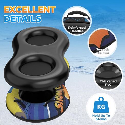 زلاجات أنبوبية للثلج قابلة للنفخ مقاس 48 بوصة، معدات تزلج شتوية شديدة التحمل وأنابيب ثلج للبالغين مع مادة سميكة وغطاء من القماش in Kuwait