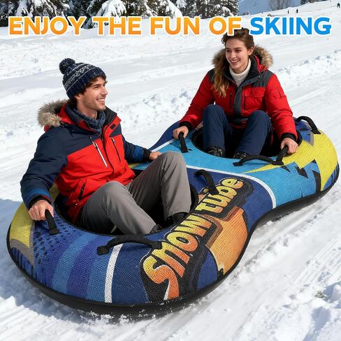 زلاجات أنبوبية للثلج قابلة للنفخ مقاس 48 بوصة، معدات تزلج شتوية شديدة التحمل وأنابيب ثلج للبالغين مع مادة سميكة وغطاء من القماش in Kuwait
