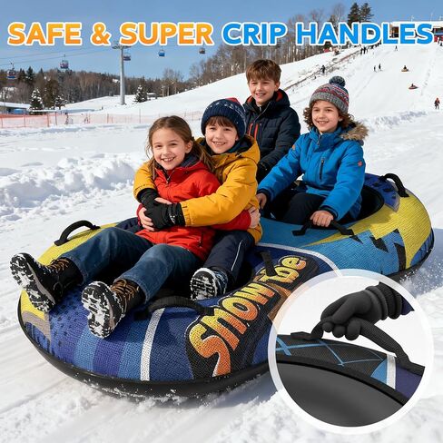 زلاجات أنبوبية للثلج قابلة للنفخ مقاس 48 بوصة، معدات تزلج شتوية شديدة التحمل وأنابيب ثلج للبالغين مع مادة سميكة وغطاء من القماش in Kuwait