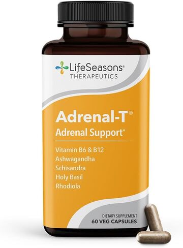 LifeSeasons Adrenal-T - مكمل دعم تعب الغدة الكظرية - يساعد على خفض الكورتيزول - تجنب الإرهاق - يساعد على إدارة الإجهاد - التنشيط - مع محولات أشواغاندا - 60 كبسولة in Kuwait