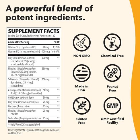 LifeSeasons Adrenal-T - مكمل دعم تعب الغدة الكظرية - يساعد على خفض الكورتيزول - تجنب الإرهاق - يساعد على إدارة الإجهاد - التنشيط - مع محولات أشواغاندا - 60 كبسولة in Kuwait
