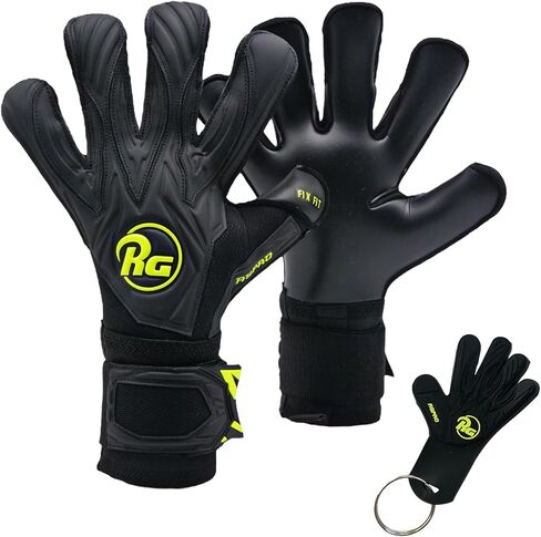 RG ASPRO Blackout Professional Soccer Goalie Gloves |Hybrid Roll Negative Cut Goalkeeper Gloves |German Pro Contact Latex Palm |Soccer Goalkeeper Gloves w/Embossed Backhand & Wrist Support in Saudi Arabia