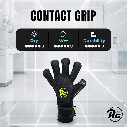 RG ASPRO Blackout Professional Soccer Goalie Gloves |Hybrid Roll Negative Cut Goalkeeper Gloves |German Pro Contact Latex Palm |Soccer Goalkeeper Gloves w/Embossed Backhand & Wrist Support in Saudi Arabia
