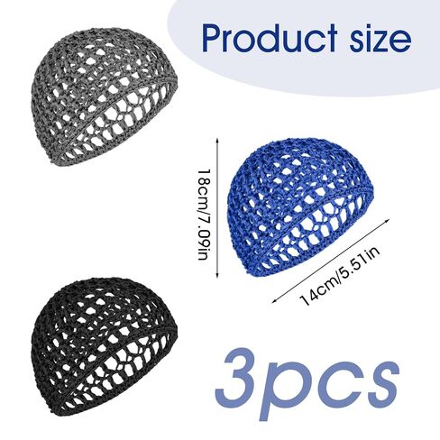 3Pcs Crochet Hair Net, Mesh Hair Nets For Women Sleeping, Rayon Knit Snood, Mesh Crocheted Hairnet Sleep Cap Long Hairs Cover Ornament Thick, Soft Sleeping Hat Hairs Accessories in Saudi Arabia