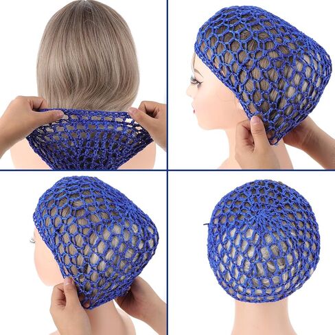 3Pcs Crochet Hair Net, Mesh Hair Nets For Women Sleeping, Rayon Knit Snood, Mesh Crocheted Hairnet Sleep Cap Long Hairs Cover Ornament Thick, Soft Sleeping Hat Hairs Accessories in Saudi Arabia