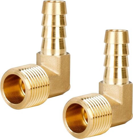 2 قطعة 90 درجة الكوع 3/8 بوصة بارب x 3/8 بوصة NPT ذكر ، تركيب خرطوم النحاس موصل الماء/الوقود/الهواء in Kuwait