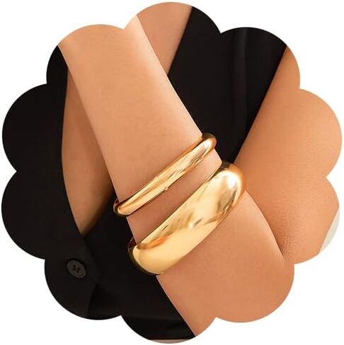 أساور Zmanyijew Gold Bangle للنساء للعصرية عريضة أساور الكفة 3pcs الذهب/الفضة قابلة للتكديس معصم معصم المجوهرات المجوهرات للنساء in Kuwait