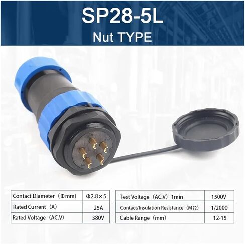 SP28 straight back nut connector 2/3/4/5/6/7/9/10/12/14/16/19/22/24/26 pin plug socket male and female welding type(SP28-5L) in Saudi Arabia