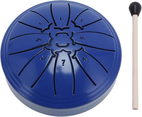 Mini Steel Tongue Drum, 4 Inch 8 Notes Carbon Steel Musical Percussion Instrument with Drumstick, Handpan Drum | Metal Hand Drums for Musical Education Zen Meditation Yoga (Blue) in Saudi Arabia