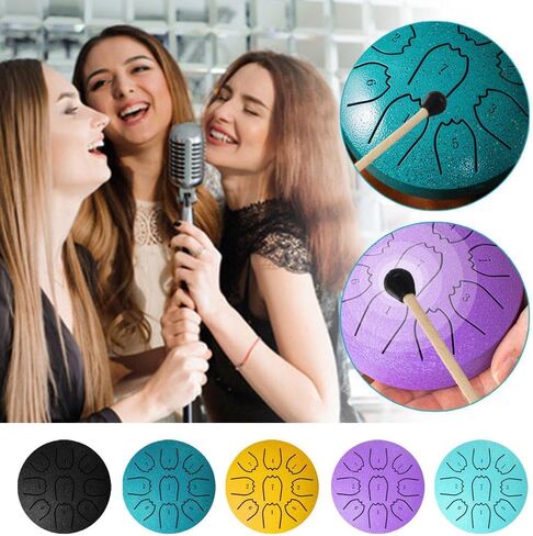 4 Inch 9 Notes Steel Tongue Chakra Drums,Steel Tongue Drum for Outside Garden,Waterproof Meditation Rain Chime,Drum Percussion Instrument with Soft Bag,Ideal Gift for Family & Friend in Saudi Arabia