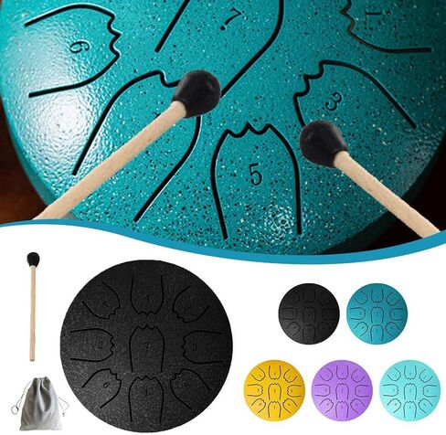 4 Inch 9 Notes Steel Tongue Chakra Drums,Steel Tongue Drum for Outside Garden,Waterproof Meditation Rain Chime,Drum Percussion Instrument with Soft Bag,Ideal Gift for Family & Friend in Saudi Arabia