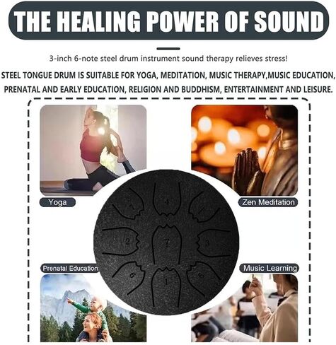 4 Inch 9 Notes Steel Tongue Chakra Drums,Steel Tongue Drum for Outside Garden,Waterproof Meditation Rain Chime,Drum Percussion Instrument with Soft Bag,Ideal Gift for Family & Friend in Saudi Arabia