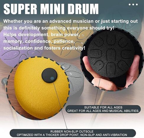 4 Inch 9 Notes Steel Tongue Chakra Drums,Steel Tongue Drum for Outside Garden,Waterproof Meditation Rain Chime,Drum Percussion Instrument with Soft Bag,Ideal Gift for Family & Friend in Saudi Arabia