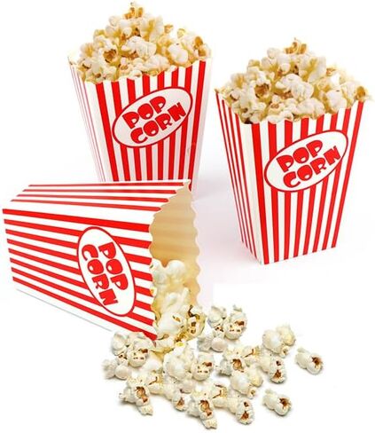 Zahaat 25 Popcorn Boxes 5.5 Inches Tall Red and White Popcorn Bags Mini Pop Corn Buckets and Container for Movie Theater, Home, Carnival Party, Decorations in Kuwait