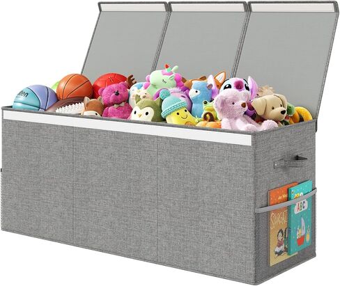 Extra Large Toy Box Chest with Lid, Kids Toy Storage Organizer for Boys Girls, Big Toy Bin Basket Extra Large Toy Storage Box for Living Room Playroom Nursery 40L x14 x16 in Kuwait