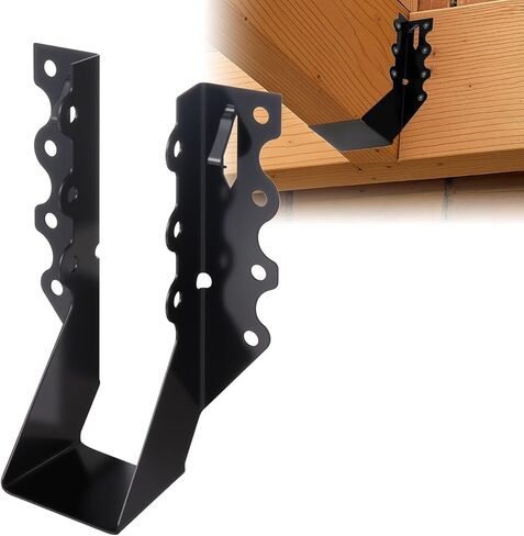 50 Pcs 2x6 Joist Hangers, 20 Gauge Heavy Duty Face Mount Joist Hangers for Wood, Black Powder Coated Hurricane Ties Deck Brackets for Rafters, Floor, Ceiling, Roofs in Kuwait