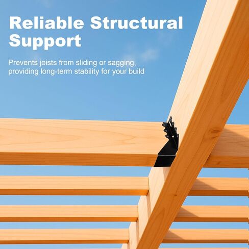 50 Pcs 2x6 Joist Hangers, 20 Gauge Heavy Duty Face Mount Joist Hangers for Wood, Black Powder Coated Hurricane Ties Deck Brackets for Rafters, Floor, Ceiling, Roofs in Kuwait