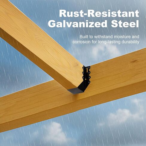 50 Pcs 2x6 Joist Hangers, 20 Gauge Heavy Duty Face Mount Joist Hangers for Wood, Black Powder Coated Hurricane Ties Deck Brackets for Rafters, Floor, Ceiling, Roofs in Kuwait