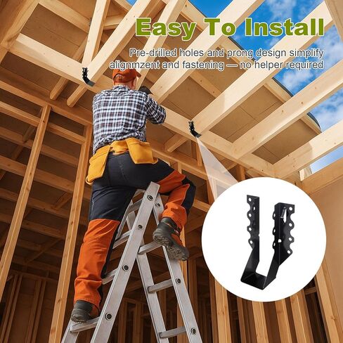 50 Pcs 2x6 Joist Hangers, 20 Gauge Heavy Duty Face Mount Joist Hangers for Wood, Black Powder Coated Hurricane Ties Deck Brackets for Rafters, Floor, Ceiling, Roofs in Kuwait