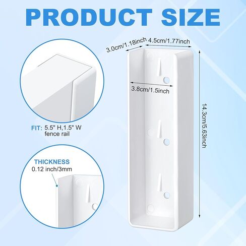 Nuanchu 10 Pcs Vinyl Fence Brackets White 1.5x5.5 Vinyl Fence Rail Mount Brackets Bulk U Mount Bracket Kit for Railings Fences Walls in Kuwait