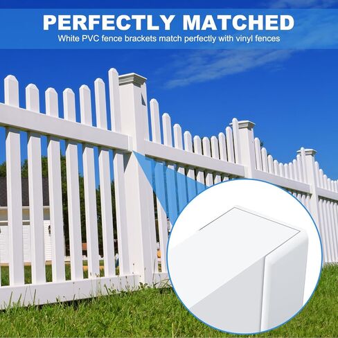 Nuanchu 10 Pcs Vinyl Fence Brackets White 1.5x5.5 Vinyl Fence Rail Mount Brackets Bulk U Mount Bracket Kit for Railings Fences Walls in Kuwait