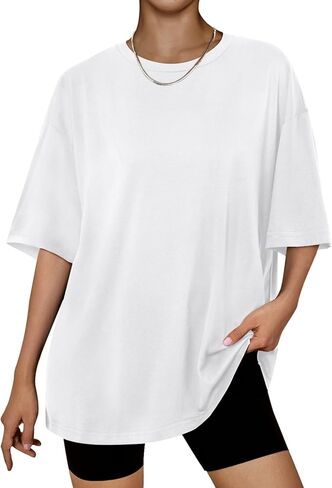 AUTOMET Womens Oversized T Shirts Workout Plus Size Short Sleeve Tops Casual Loose Basic Tees Summer Trendy Outfits 2025 in Kuwait